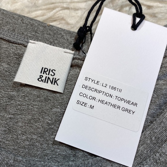 NWT Iris & Ink Topwear Heathered Grey Pocket Tee sz M - Picture 7 of 9
